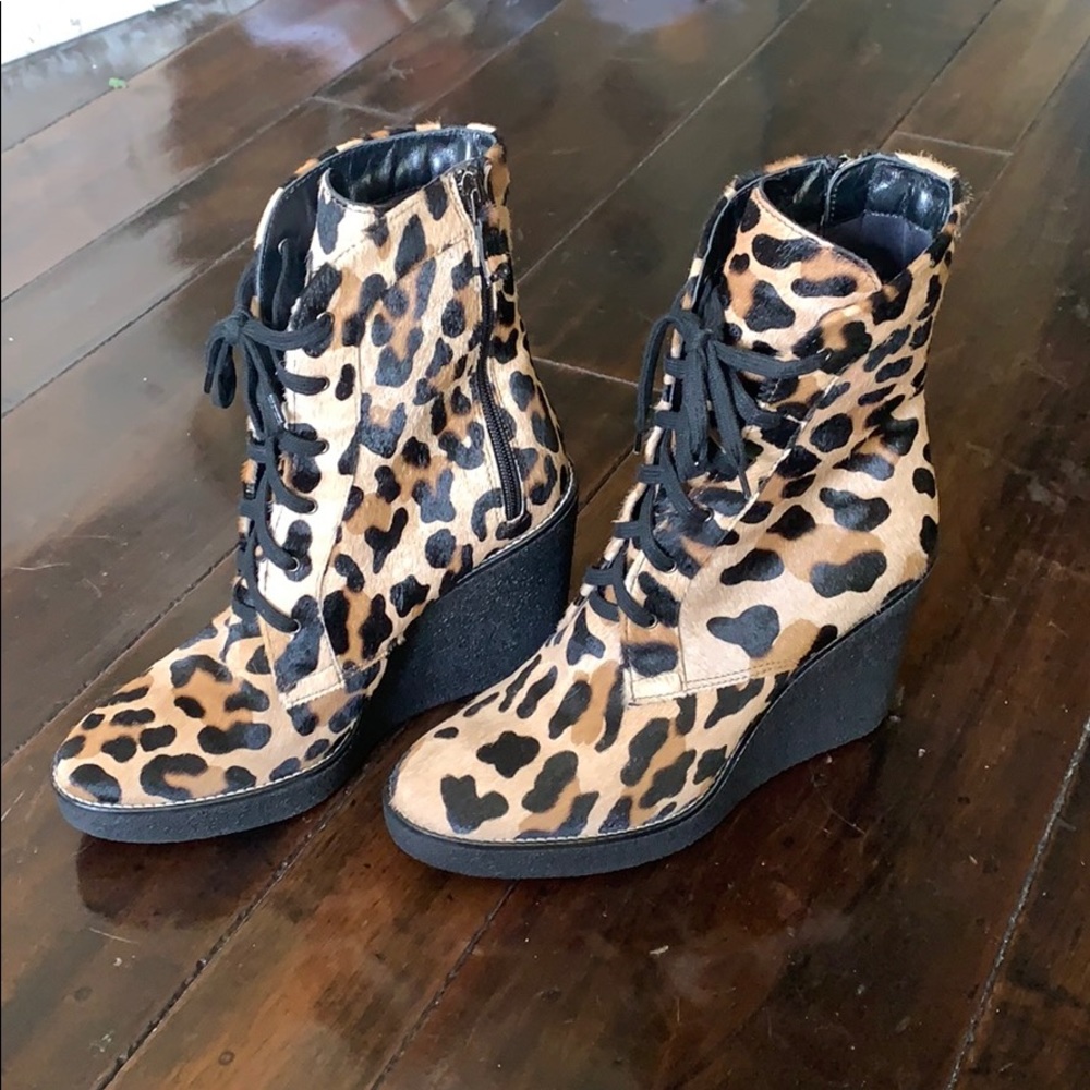 Leopard Wedge Boots